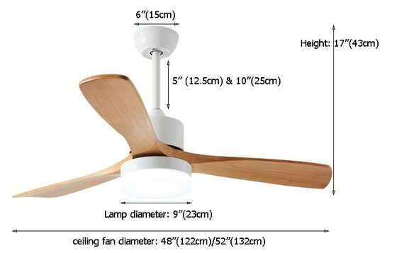 metal de 110V 220VDC 35W y luz de madera de la fan de techo para la sala de estar