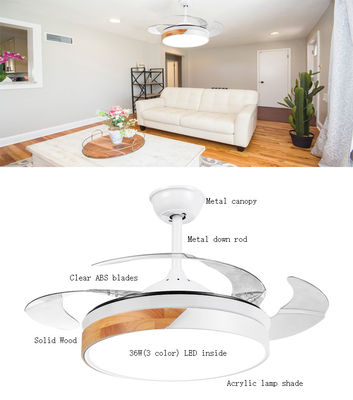 fan de techo retractable de 42inch 220v Crystal Ceiling Fan Hidden Blade con la luz