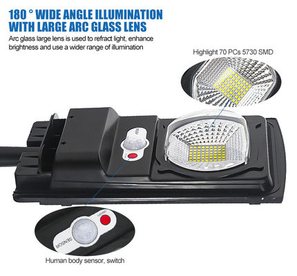 hogar accionado solar de la luz de calle de 6500K 12v DC 100W LED 110lm/W usando