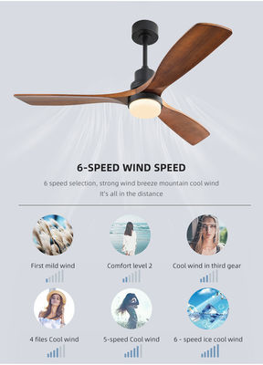 120V lámpara teledirigida de la sala de estar de techo de la CA DC de la luz de madera de la fan