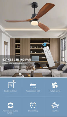 120V lámpara teledirigida de la sala de estar de techo de la CA DC de la luz de madera de la fan