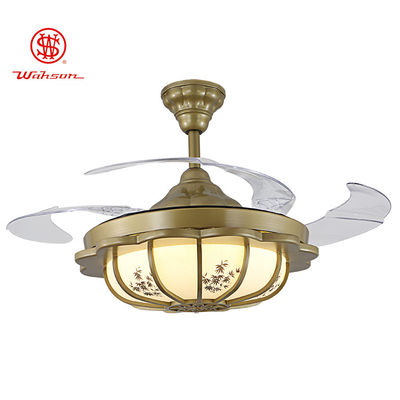 4 luz retractable moderna invisible de acrílico 220v de la fan de techo de las cuchillas 5250lm