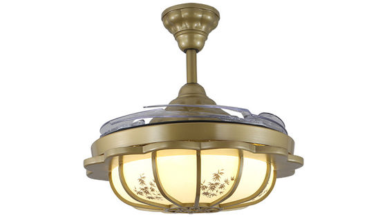 4 luz retractable moderna invisible de acrílico 220v de la fan de techo de las cuchillas 5250lm