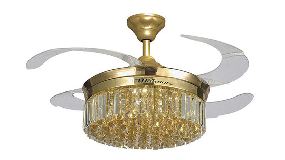 Luz retractable de la fan de techo de Crystal Lampshade Silent LED 36W con las cuchillas plegables