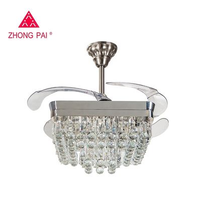 Lámpara retractable contemporánea Santi Nickle Color de la fan de techo de la cuchilla de 110v 110W
