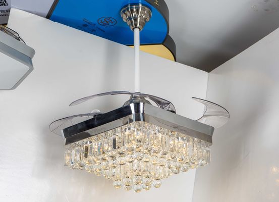 Lámpara retractable contemporánea Santi Nickle Color de la fan de techo de la cuchilla de 110v 110W