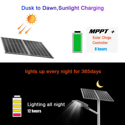 Todos en un polo accionado solar de la luz de calle de 14000lm 30W 80W LED 18V instalar
