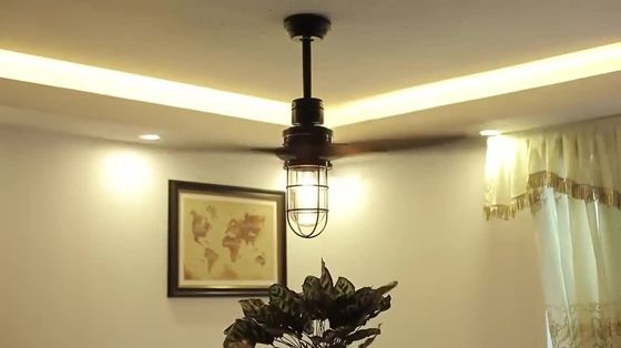 Fan de techo eléctrica 20w del vintage de la cuchilla de la madera contrachapada 52 pulgadas con la decoración ligera para el hogar