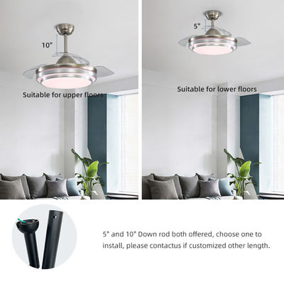 5000K brillante estupendo 65W fan de techo rasante del soporte de 42 pulgadas con retractable ligero