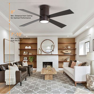 fan de techo moderna del estilo de la cuchilla del metal de 65W 48Inch 4