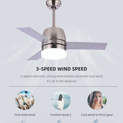 Fan de techo cepillada moderna nórdica del níquel del estilo 65W 3000K con 36 pulgadas ligera