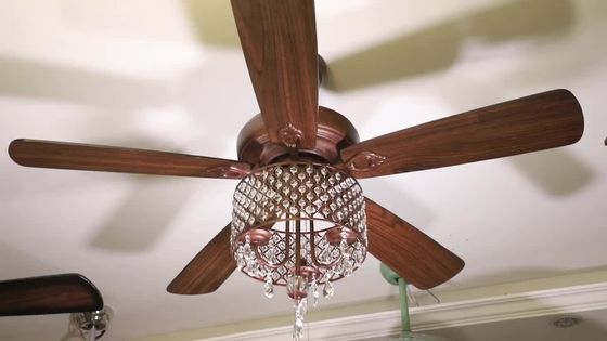 fan de techo de la oficina de 4100K 3600LM Crystal Flush Mount Ceiling Fan con la cadena de tirón ligera