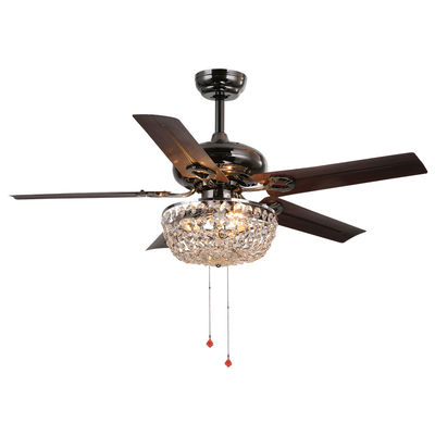 fan de techo de la oficina de 4100K 3600LM Crystal Flush Mount Ceiling Fan con la cadena de tirón ligera