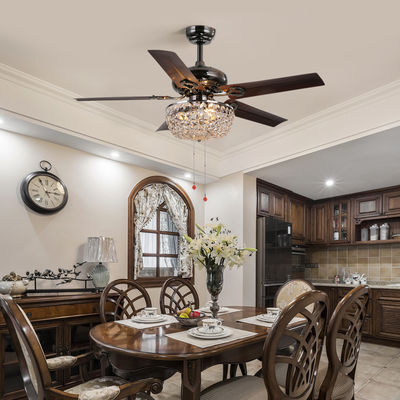 fan de techo de la oficina de 4100K 3600LM Crystal Flush Mount Ceiling Fan con la cadena de tirón ligera