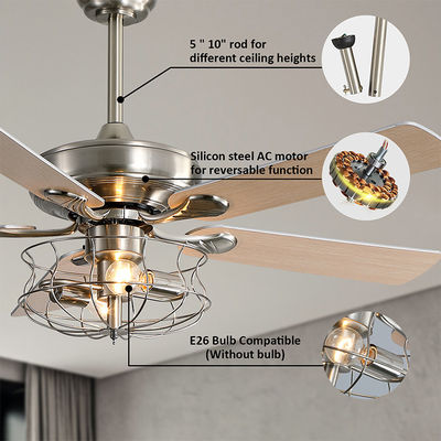 Matte Brown moderno 120V 60w estilo de Crystal Ceiling Fan Light European de 52 pulgadas