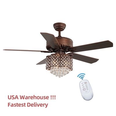 sitio moderno teledirigido de 52Inch 120V Crystal Ceiling Lamp In Dining