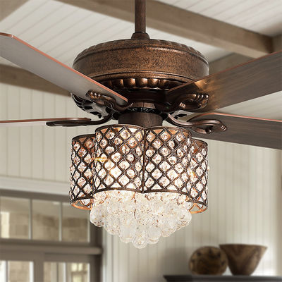 sitio moderno teledirigido de 52Inch 120V Crystal Ceiling Lamp In Dining