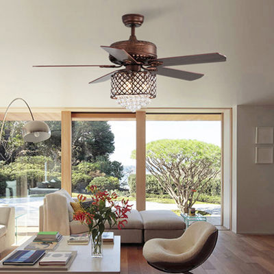 sitio moderno teledirigido de 52Inch 120V Crystal Ceiling Lamp In Dining