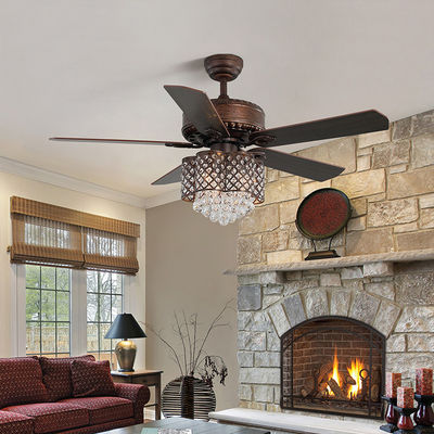 sitio moderno teledirigido de 52Inch 120V Crystal Ceiling Lamp In Dining