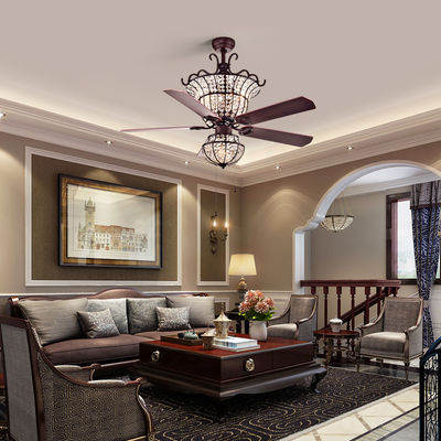 6000LM 48 sala de estar de lujo de Crystal Ceiling Fan Light For de la lámpara de la pulgada 1220M M