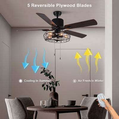 52 luz decorativa de la fan de techo de la cadena de tirón de la paleta 18w de la pulgada 5