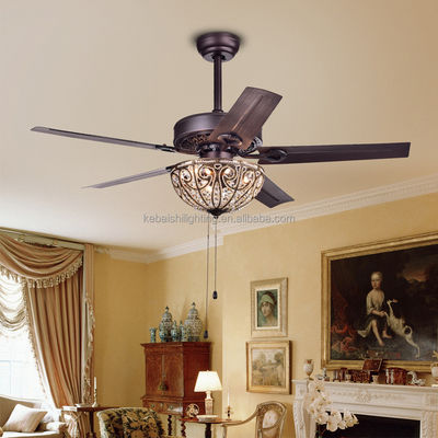 Lámpara decorativa Crystal Ceiling Fan Light del hotel 4100K 3600LM 5 cuchillas del hierro
