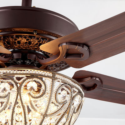 Lámpara decorativa Crystal Ceiling Fan Light del hotel 4100K 3600LM 5 cuchillas del hierro