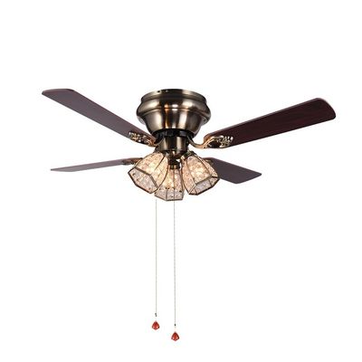 Cuchillas de cobre amarillo de Crystal Led Ceiling Fan 100lm/w 48inch 4 de la antigüedad minimalista del estilo