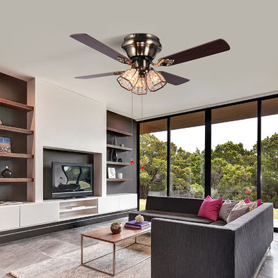 Cuchillas de cobre amarillo de Crystal Led Ceiling Fan 100lm/w 48inch 4 de la antigüedad minimalista del estilo