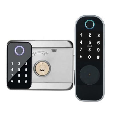 Cerradura echada a un lado doble de la huella dactilar de Ttlock Tuya APP para el negro de la plata de la puerta del hierro