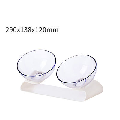 Alimentador doble transparente sostenible Cat Food Bowls elevada inclinación del perro del cuenco