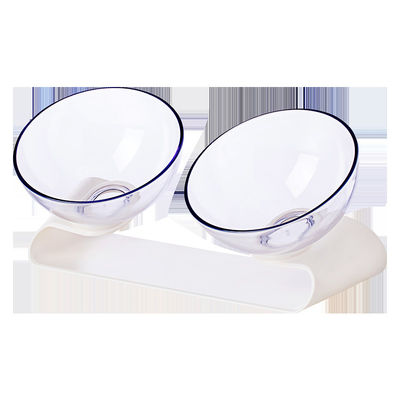 Alimentador doble transparente sostenible Cat Food Bowls elevada inclinación del perro del cuenco