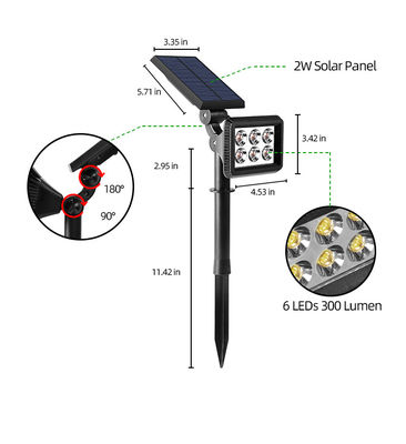 Luz solar del paisaje de IP65 3.7V 2200MAH LED 300 luces solares de la trayectoria del lumen