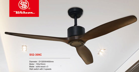 Madera sólida de Matt Black Housing 3 modernos reversibles de la fan de techo del estilo