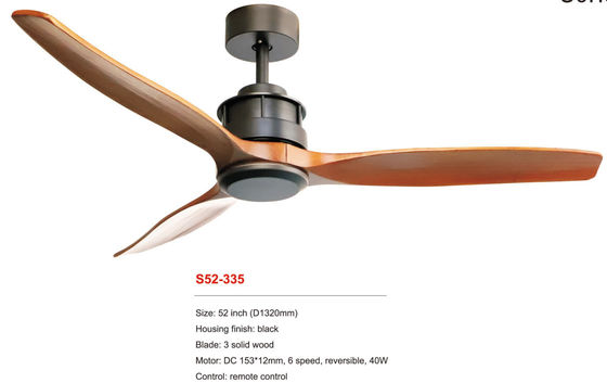 La fan de techo de madera moderna interior enciende el motor de Matt Black Dimmable DC de 3 cuchillas de la madera contrachapada