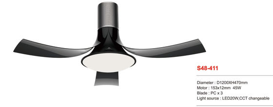 Refrigeración por aire de oscurecimiento remota elegante de techo de la fan de 48 pulgadas LED DC del contador de tiempo reversible de la fan