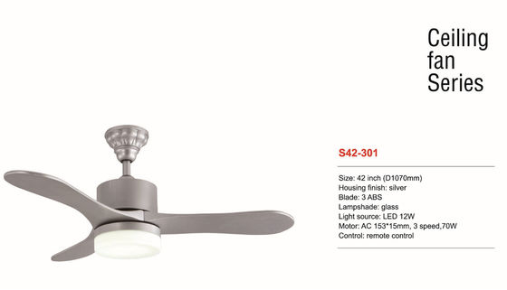 Teledirigido color plata de la fan de techo de Dimmable LED de 42 pulgadas suspendido montado
