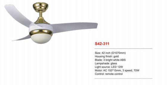 Cuchillas blancas brillantes del ABS de la fan de techo de Dimmable de 42 pulgadas 3 teledirigidos