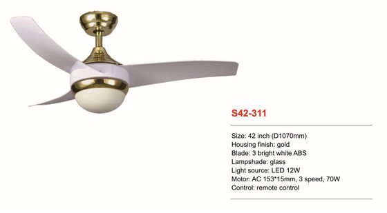 Cuchillas blancas brillantes del ABS de la fan de techo de Dimmable de 42 pulgadas 3 teledirigidos