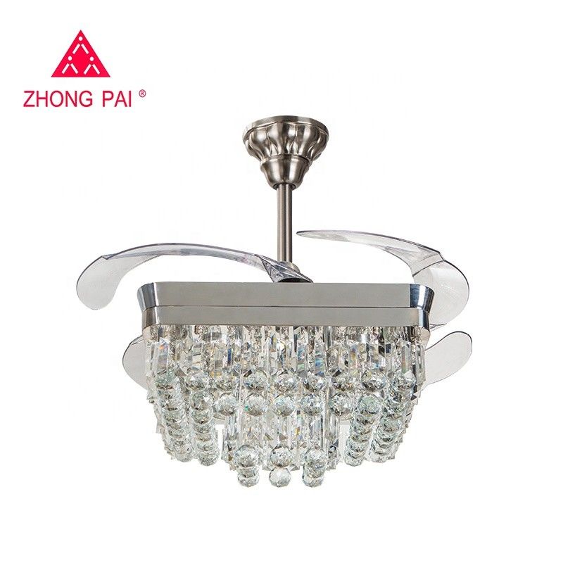 Lámpara retractable contemporánea Santi Nickle Color de la fan de techo de la cuchilla de 110v 110W