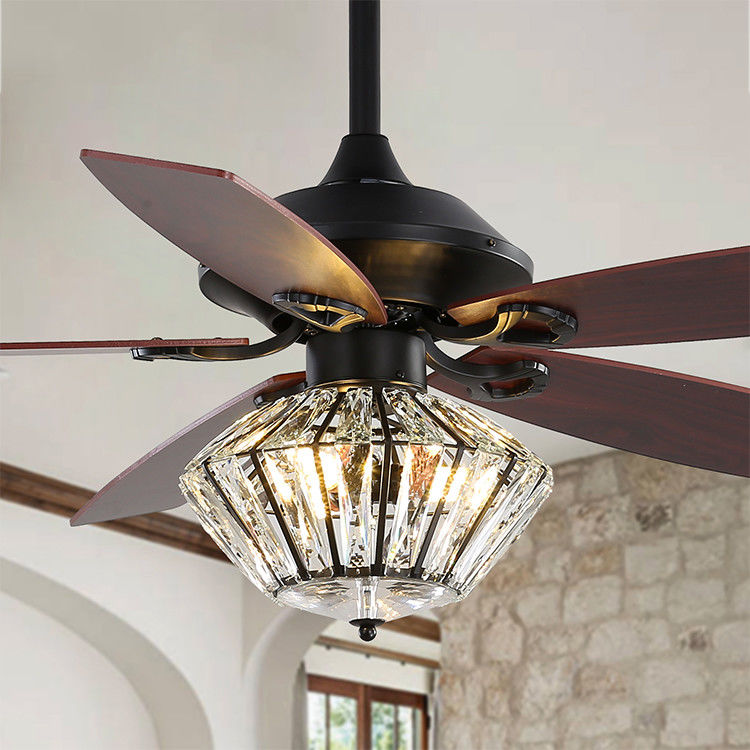 cuchilla Matt Black Ceiling Fan With del metal de 120V 52Inch 5 teledirigido para la sala de estar interior