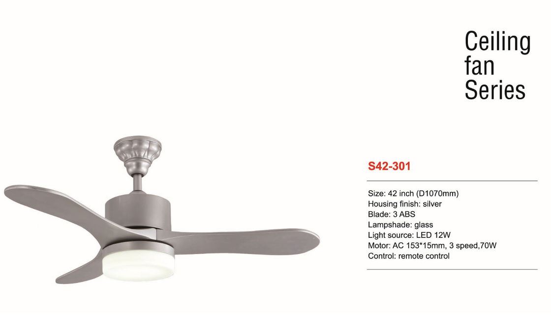 Teledirigido color plata de la fan de techo de Dimmable LED de 42 pulgadas suspendido montado
