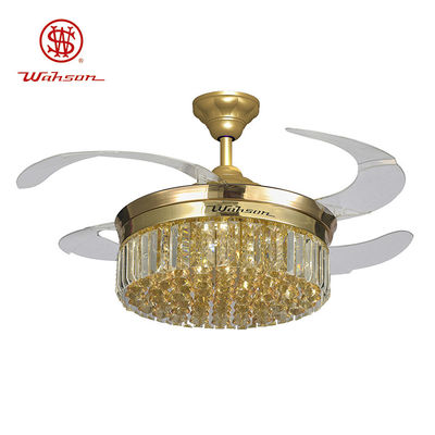 Luz retractable de la fan de techo de Crystal Lampshade Silent LED 36W con las cuchillas plegables