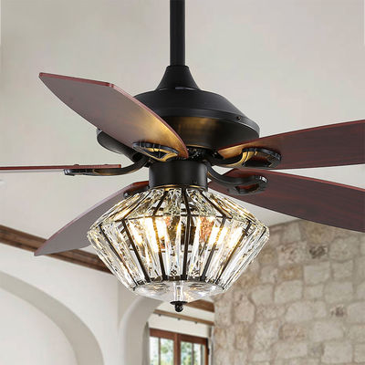 cuchilla Matt Black Ceiling Fan With del metal de 120V 52Inch 5 teledirigido para la sala de estar interior