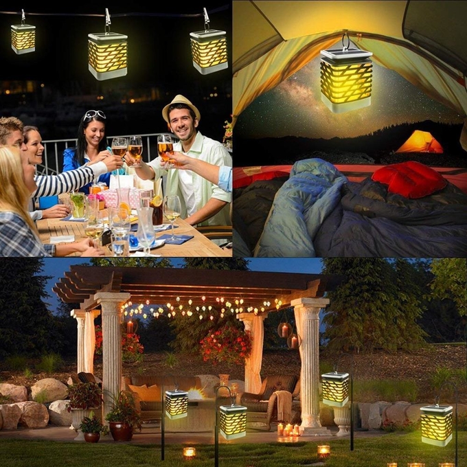 Antorcha solar colgante al aire libre que se enciende para el jardín, lámpara solar impermeable de las llamas con la luz 5 del efecto de la llama que oscila