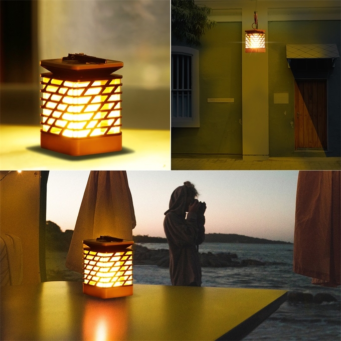 Antorcha solar colgante al aire libre que se enciende para el jardín, lámpara solar impermeable de las llamas con la luz 6 del efecto de la llama que oscila