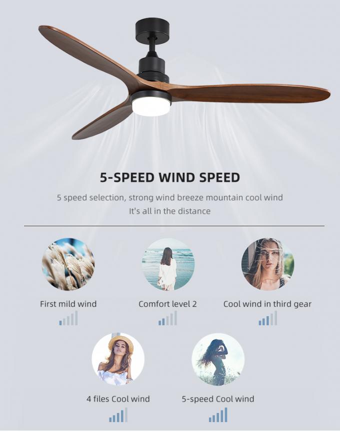 Fan de techo ligera llevada teledirigida de madera sólida interior decorativa de moda de 3 cuchillas