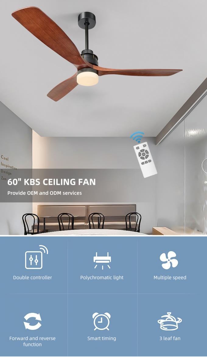 Pulgadas ajustable decorativa 3Blade del aire frío de la moda moderna las 60 llevaron la luz de la fan de techo