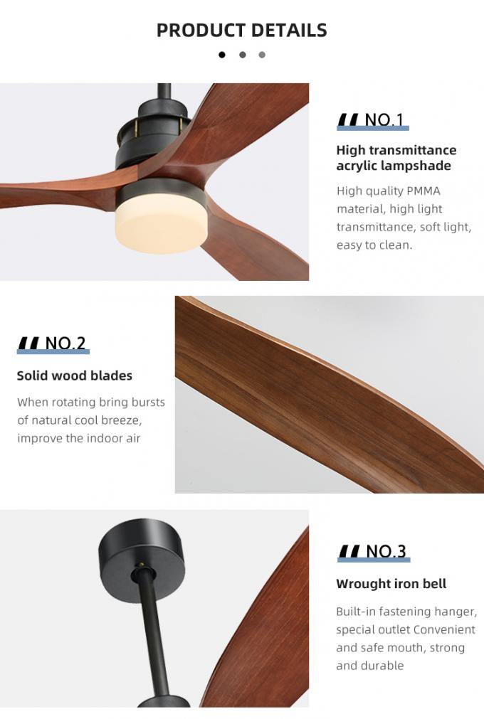 Pulgadas ajustable decorativa 3Blade del aire frío de la moda moderna las 60 llevaron la luz de la fan de techo