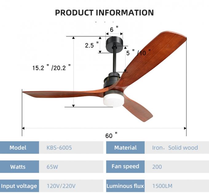 Pulgadas ajustable decorativa 3Blade del aire frío de la moda moderna las 60 llevaron la luz de la fan de techo